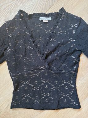Black lace long sleeve v neck